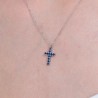 Collana Donna Luca Barra CK2089 In Acciaio Con Croce E Zirconi Blu