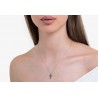 Collana Donna Luca Barra CK2089 In Acciaio Con Croce E Zirconi Blu