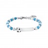 Bracciale Bimbo Luca Barra JB167 In Acciaio Con Pietre Turchesi E Bianche