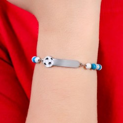 Bracciale Bimbo Luca Barra JB167 In Acciaio Con Pietre Turchesi E Bianche