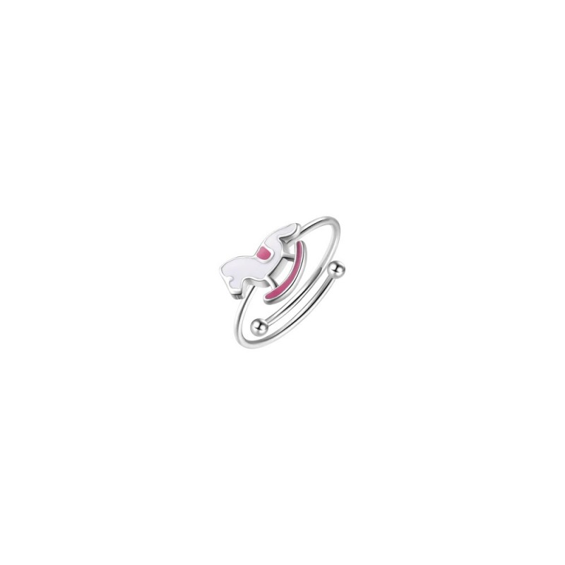 Anello Bambina Luca Barra JA126 In Acciaio Con Cavalluccio A Dondolo