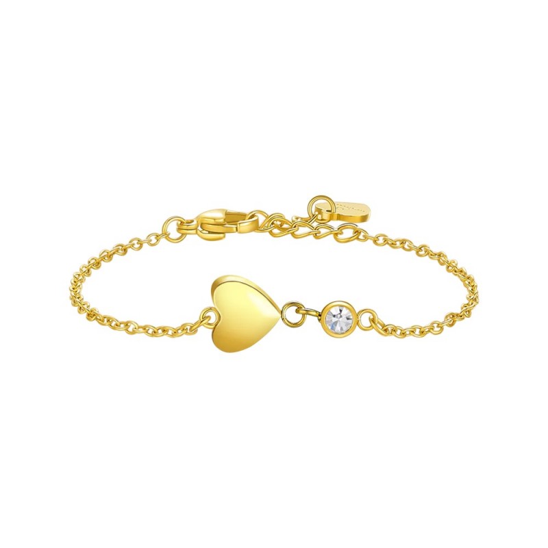 Bracciale Bambina Luca Barra JB243 In Acciaio Dorato Con Cuore E Cristallo