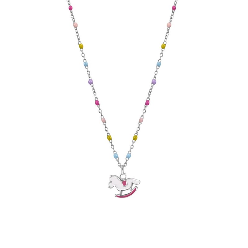 Collana Bambina Luca Barra JC159 In Acciaio Con Cavalluccio A Dondolo