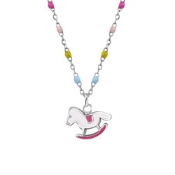 Collana Bambina Luca Barra JC159 In Acciaio Con Cavalluccio A Dondolo