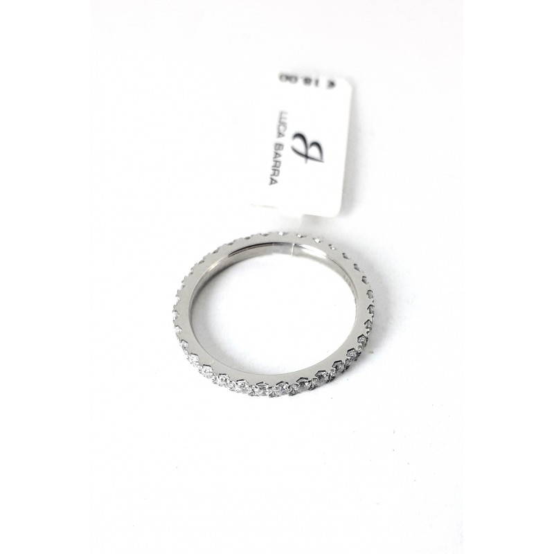 Anello Donna Luca Barra ANK571 Veretta In Acciaio Con Zirconi Misura 12