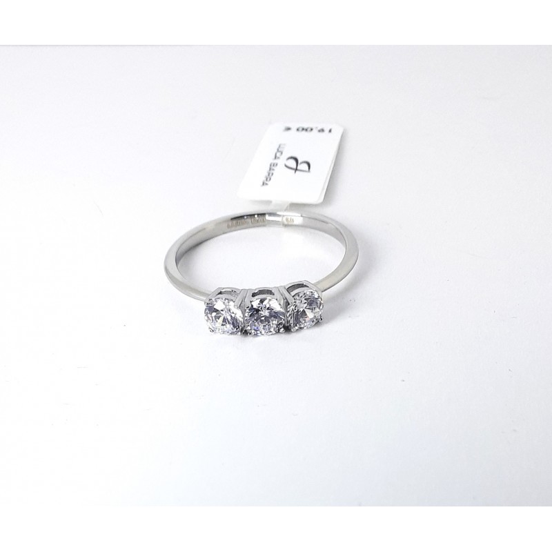 Anello Donna Luca Barra ANK596 Trilogy In Acciaio Con Zirconi Misura 14