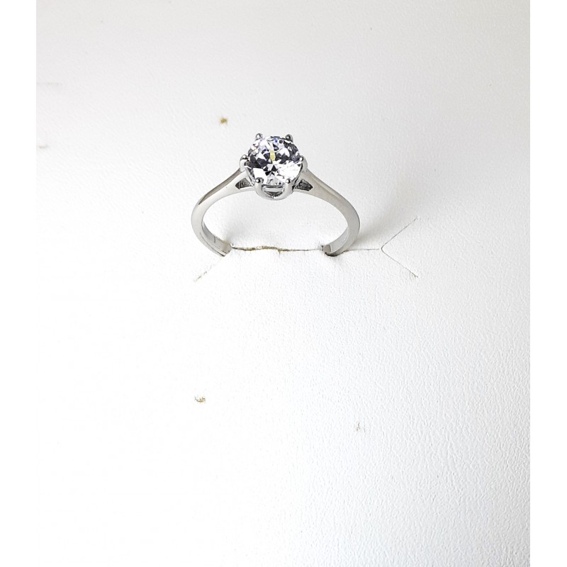 Anello Donna Luca Barra ANK591 Solitario In Acciaio Con Zircone Misura 16