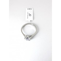 Anello Donna Luca Barra ANK591 Solitario In Acciaio Con Zircone Misura 16
