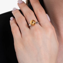 Anello Donna Luca Barra ANK553 In Acciaio Con Sfera Dorata