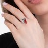Anello Donna Luca Barra ANK559 In Acciaio Con Cornetto Rosso E Quadrifoglio