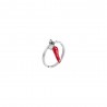 Anello Donna Luca Barra ANK558 In Acciaio Con Cornetto Rosso E Zircone