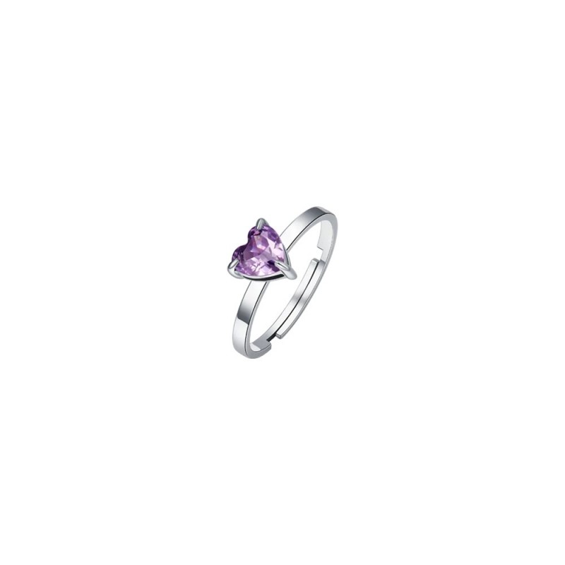 Anello Donna Luca Barra ANK564 IN Acciaio Con Cristallo Viola A Cuore