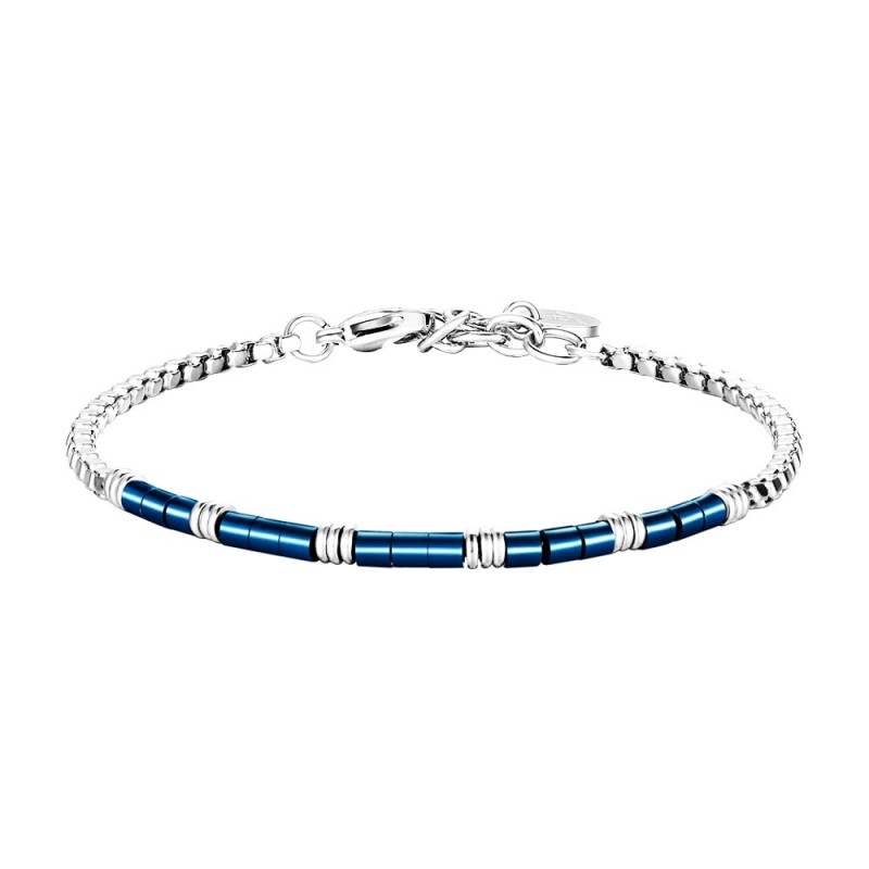 Bracciale Uomo Luca Barra BA1836 In Acciaio Con Elementi Blu