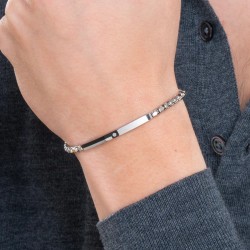 Bracciale Uomo Luca Barra BA1838 In Acciaio Con Piastra Bicolore