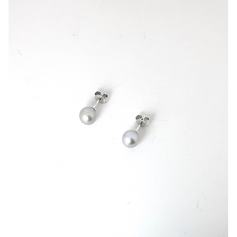 Orecchini Donna MIKIKO M.GTR65G B In Oro Bianco Con Perle Grigie 6,5/7 mm