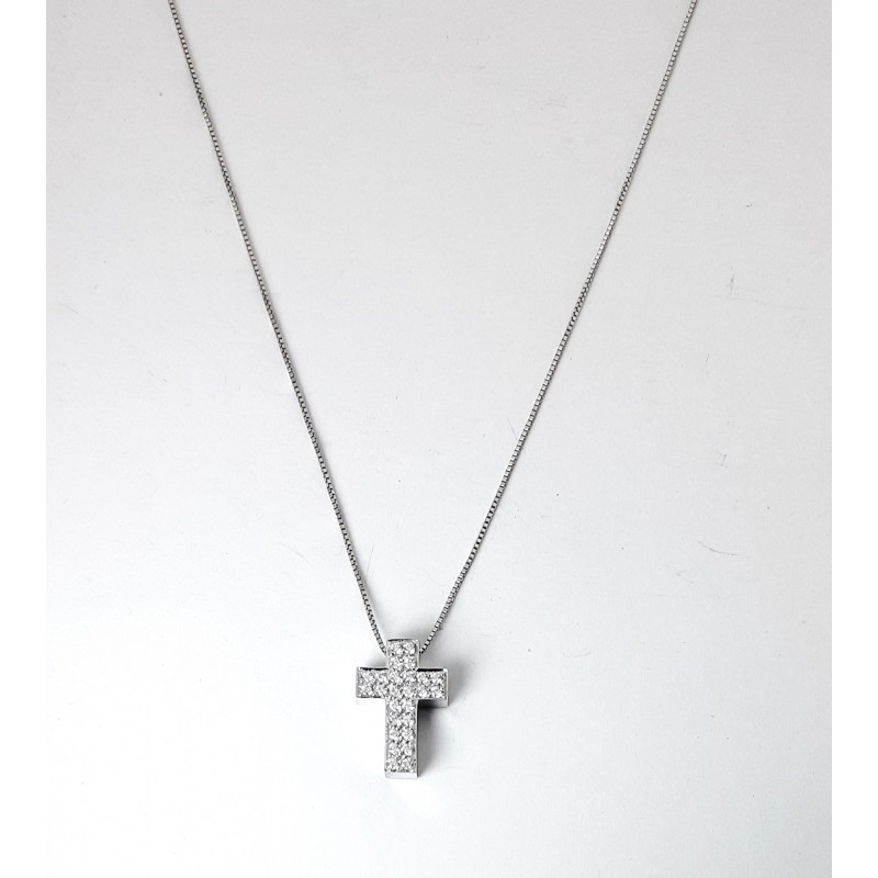 Collana Donna Elli's Nardelli EL0961 In Oro Bianco Con Croce Con Diamanti