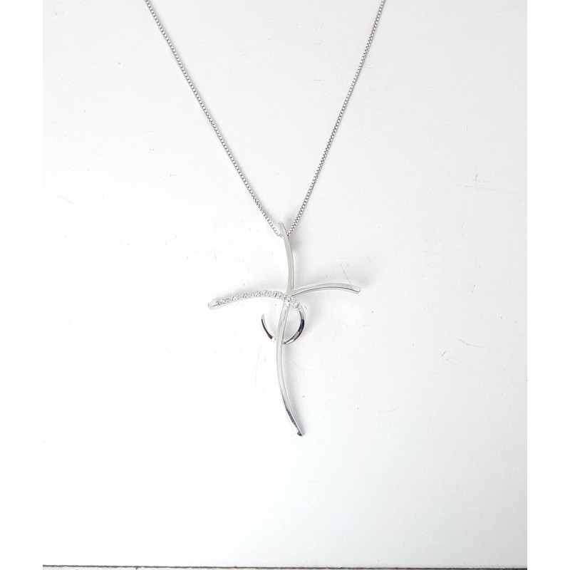 Collana Donna Elli's Nardelli EL0670 In Oro Bianco Con Croce Con Diamanti