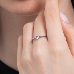 Anello Donna Solitario Luca Barra ANK581 In Acciaio Con Zircone Misura 20