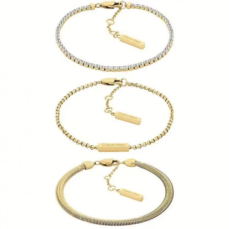 Bracciale Donna Calvin Klein Trio 35000797 In Acciaio Dorato Con Zirconi