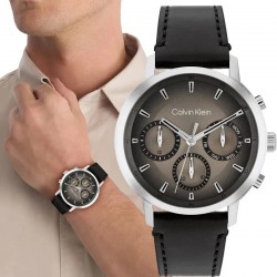 Orologio Uomo Calvin Klein Gauge 25200496 Cronografo Con Cinturino Pelle Nera