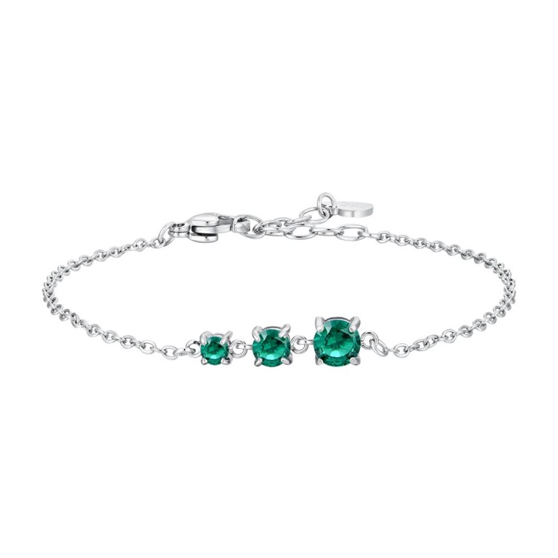 Bracciale Donna Luca Barra BK2919 In Acciaio Con Pietre Verdi