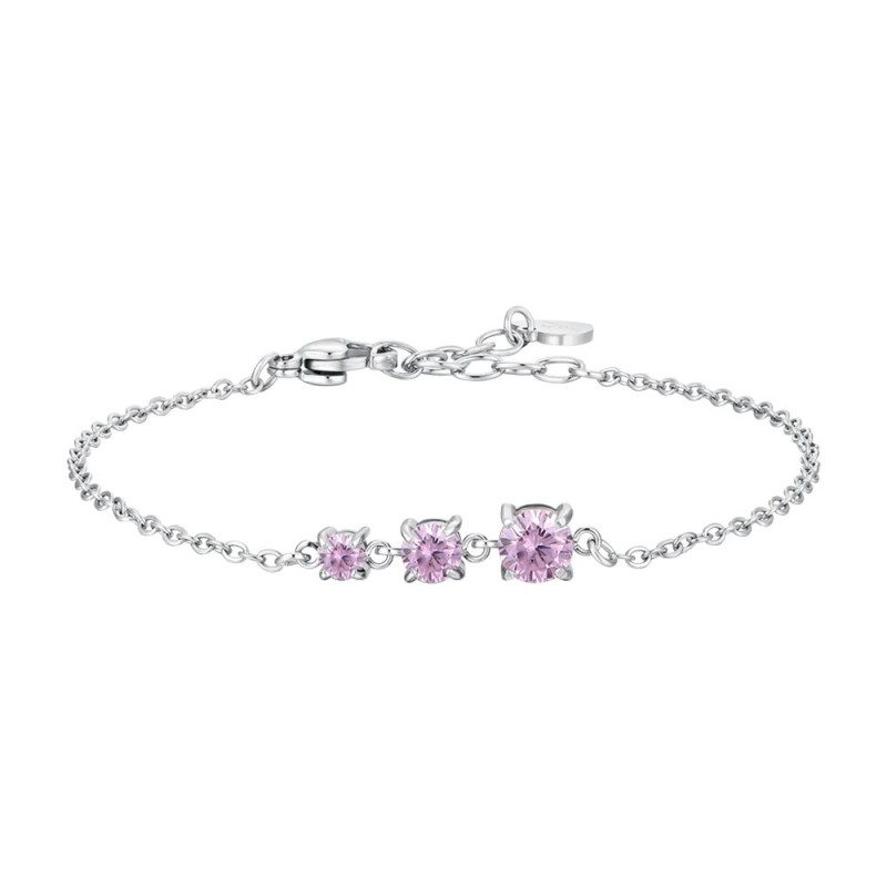 Bracciale Donna Luca Barra BK2816 In Acciaio Con Pietre Rosa