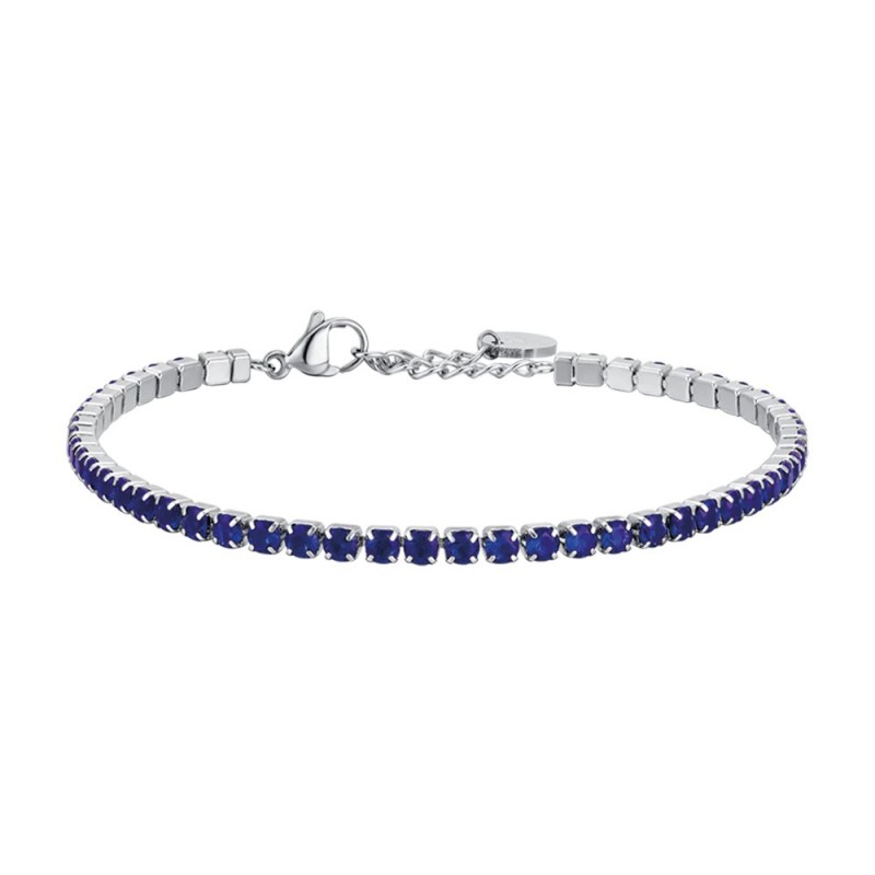 Bracciale Uomo Luca Barra BA1364 In Acciaio Tipo Tennis Con Zirconi Blu