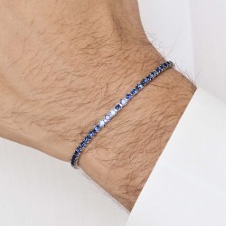 Bracciale Uomo Luca Barra BA1364 In Acciaio Tipo Tennis Con Zirconi Blu