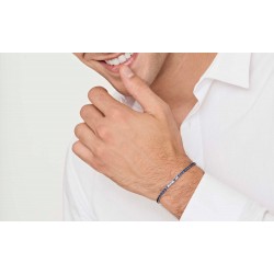 Bracciale Uomo Luca Barra BA1364 In Acciaio Tipo Tennis Con Zirconi Blu