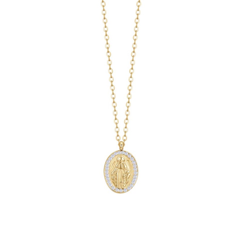 Collana Donna Luca Barra CK2145 In Acciaio Dorato Con Madonna Miracolosa
