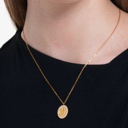 Collana Donna Luca Barra CK2145 In Acciaio Dorato Con Madonna Miracolosa