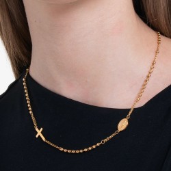 Collana Donna Luca Barra CK2154 Del Rosario In Acciaio Dorato