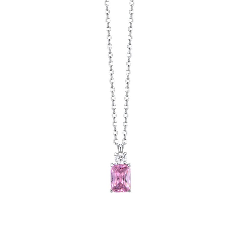 Collana Donna Luca Barra CK2157 In Acciaio Con Zircone Rosa