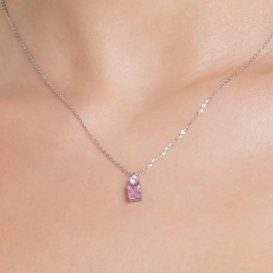 Collana Donna Luca Barra CK2157 In Acciaio Con Zircone Rosa