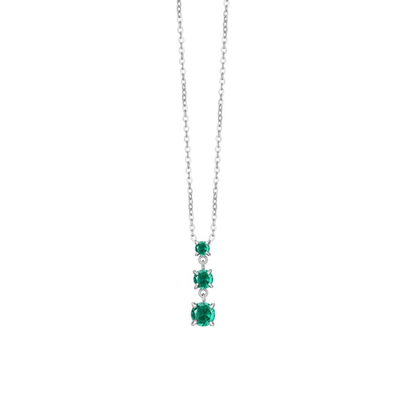 Collana Donna Luca Barra CK2164 In Acciaio Con Zirconi Verdi