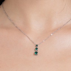 Collana Donna Luca Barra CK2164 In Acciaio Con Zirconi Verdi