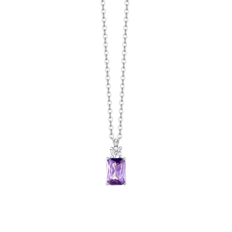Collana Donna Luca Barra CK2158 In Acciaio Con Zircone Viola