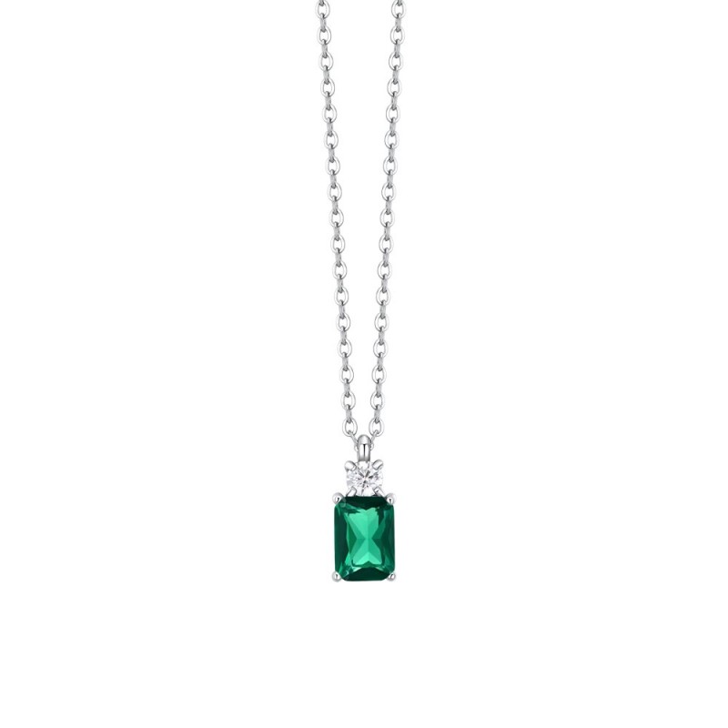 Collana Donna Luca Barra CK2159 In Acciaio Con Zircone Verde
