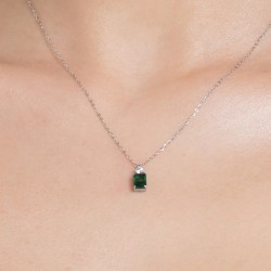 Collana Donna Luca Barra CK2159 In Acciaio Con Zircone Verde