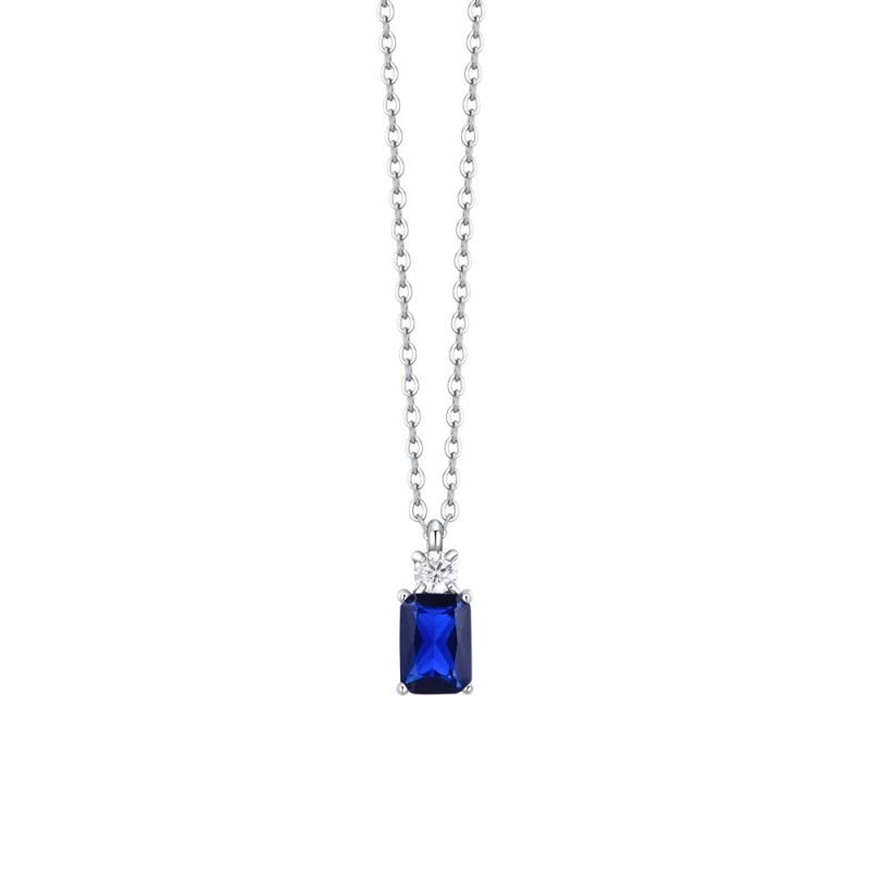 Collana Donna Luca Barra CK2160 In Acciaio Con Zircone Blu