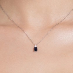 Collana Donna Luca Barra CK2160 In Acciaio Con Zircone Blu