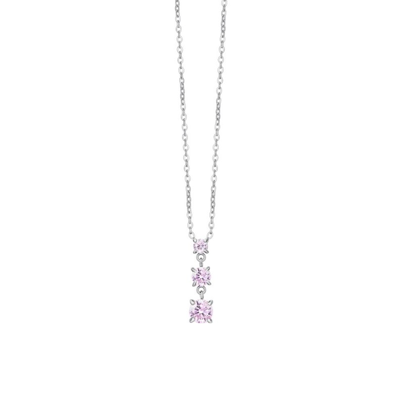 Collana Donna Luca Barra CK2162 In Acciaio Con Zirconi Rosa