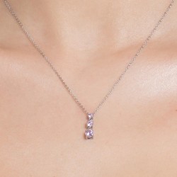 Collana Donna Luca Barra CK2162 In Acciaio Con Zirconi Rosa