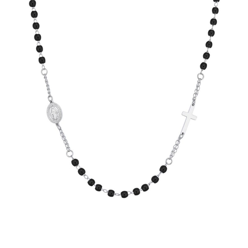 Collana Uomo Luca Barra CL346 Del Rosario In Acciaio Con Sfere Nere