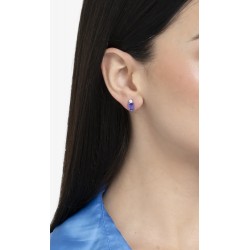 Orecchini Donna Luca Barra OK1475 In Acciaio Con Zircone Viola Rettangolare