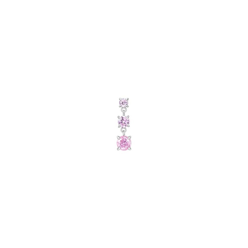 Mono Orecchino Donna Luca Barra OK1484 In Acciaio Con Zirconi Rosa