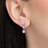 Mono Orecchino Donna Luca Barra OK1484 In Acciaio Con Zirconi Rosa