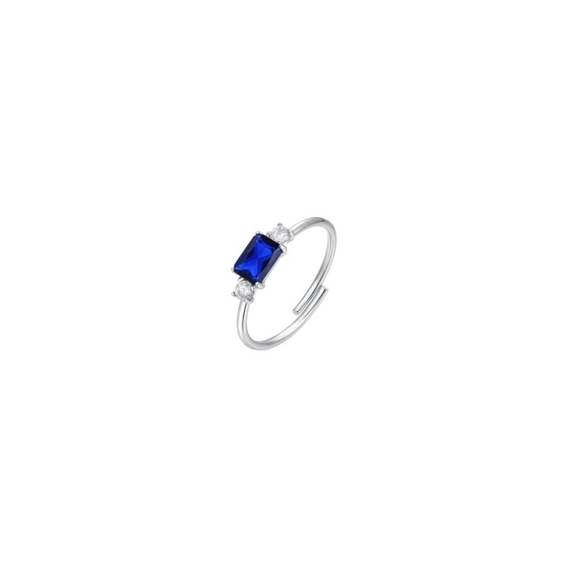 Anello Donna Luca Barra ANK608 In Acciaio Con Zircone Blu Rettangolare