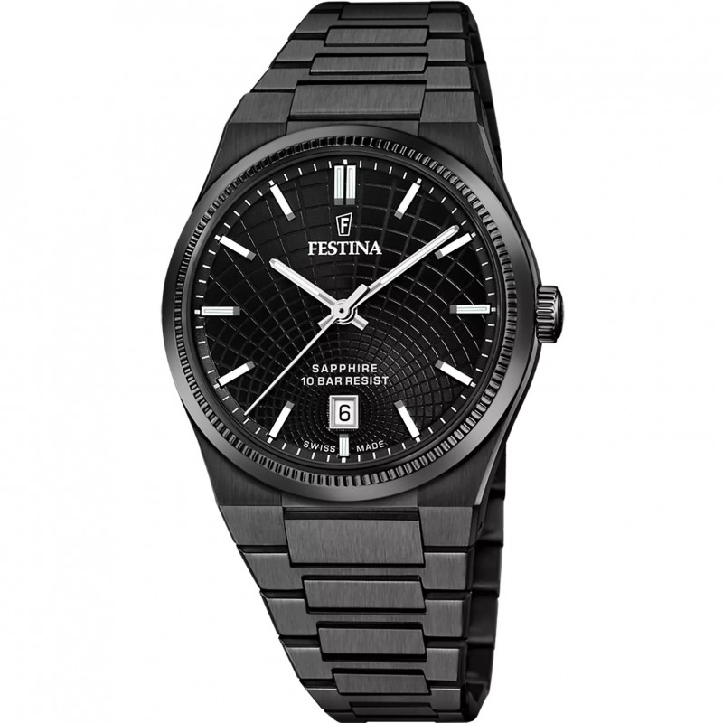 Orologio Uomo Festina Rivé F20080/1 Con Cassa E Cinturino Acciaio IP Nero