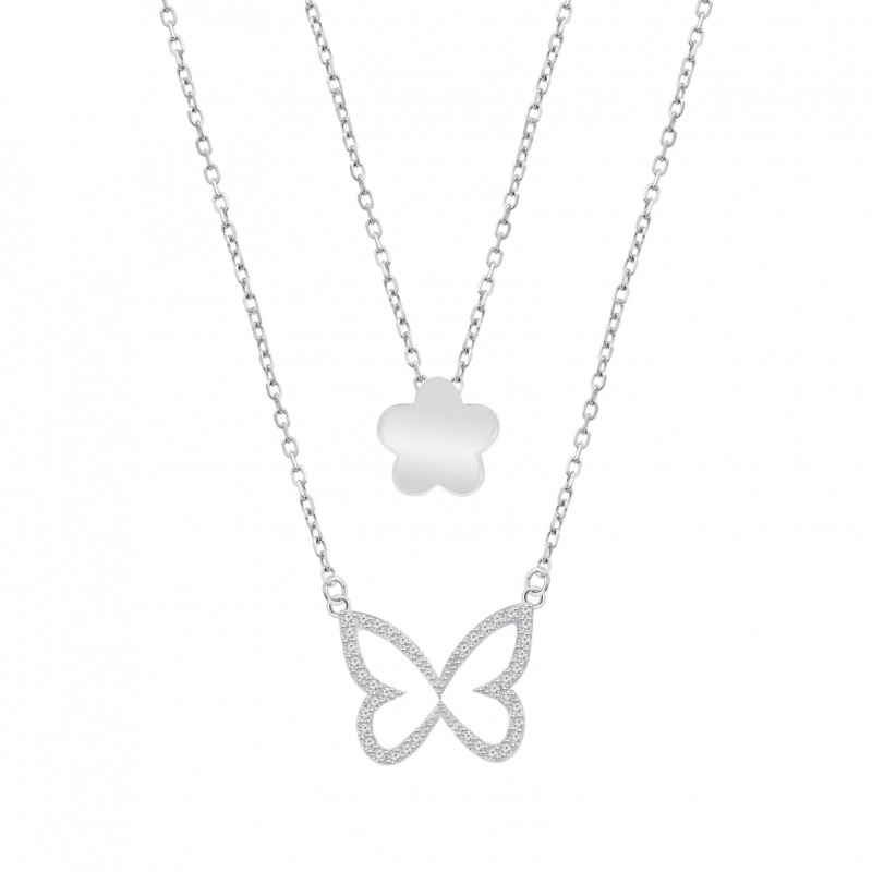 Collana Donna Lotus Silver LP3825-1/1 Doppio Filo In Argento Con Farfalla